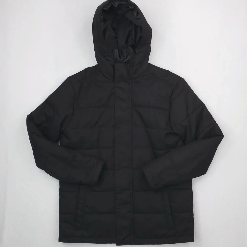 Banana Republic Jacket Mens Medium Black Chevron Herringbone Quilted Puffer